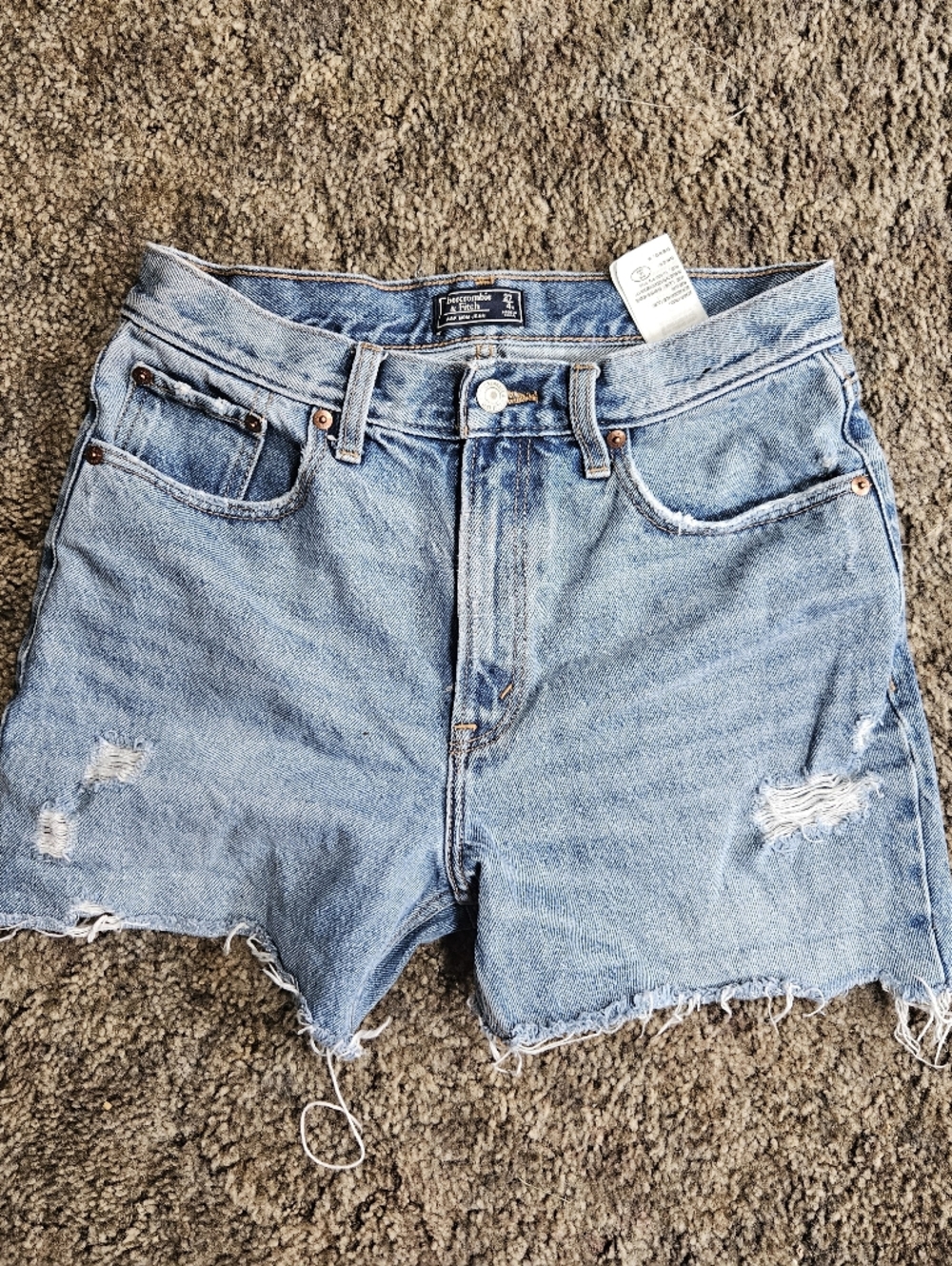 Abercrombie & Fitch Light Blue Distressed Denim Shorts